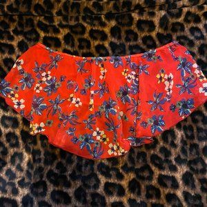 Charlotte Russe Red Floral Crop Top Bandeau - (L)
